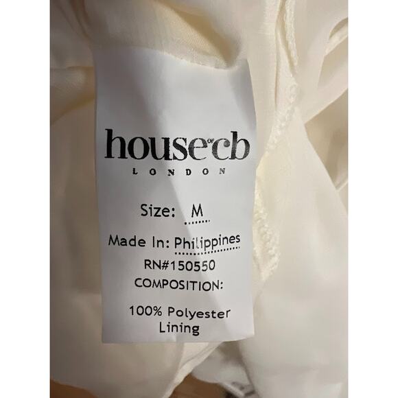 House of CB Babydoll Ivory Chiffon Halter Mini Dress Size M Medium - Picture 8 of 10